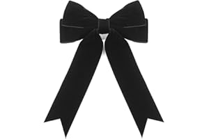 Desenda Handmade Velvet Bow Hair Clip - Large Satin Ribbon Hairpin Barrettes Fastener French Headband Elegant Hair Tie Vintage Accessories for Party Gift Girls Women - Black