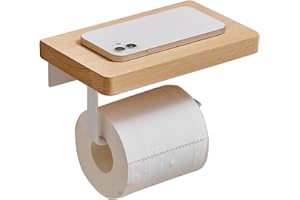 CUSROS Porte-rouleau de papier toilette en bois à suspendre au mur pour cuisine et salle de bain - #2