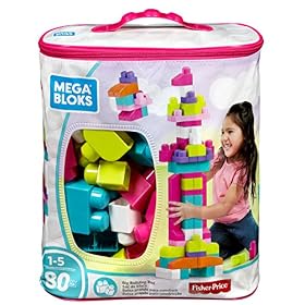 Mega Bloks Sac Rose, Jeu de Blocs de Construction, 80 pièces, Jouet pour bébé et Enfant de 1 à 5 Ans, DCH62