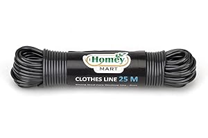 HOMEY MART Wäscheleine, 25 m, starker Stahlkern, 3,5 mm Dicke, für drinnen und draußen, strapazierfähig, wetterbeständig, PVC-Wäscheleine, Grau