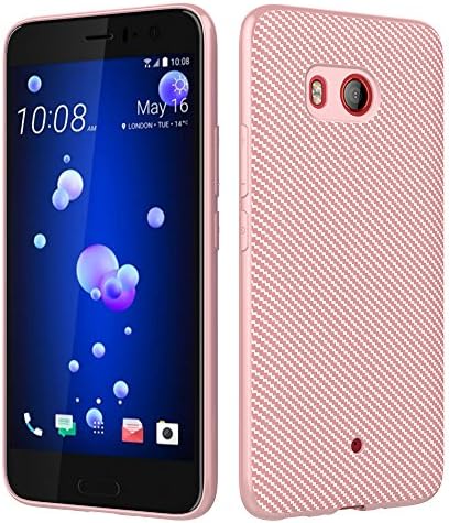 Xiu7 HTC U11 Case, [Carbon Fiber Texture] Ultra Slim Protective Back Case Cover for HTC U11 [Drop Protection] [Anti Slip] [Scratch Resistant]-Pink