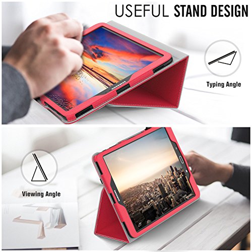 MoKo Samsung Galaxy Tab S3 9.7 Hülle – PU Leder Ständer Schutzhülle Smart Case Cover mit Stift-Schleife / Standfunktion und Auto Sleep / Wake Up Funktion für Samsung Galaxy Tab S3 9.7 Zoll (2017) SM-T820 / T825 Tablet, Rot - 4