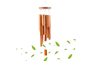 QMAHA Windspiel Bambus, 6 Bambus Röhren Klangspiel für Draußen Windspiel Holz für Draußen Hängend Windspiel für Garten, Balkon, Terrasse, Gedenk Einweihungsparty Geschenke