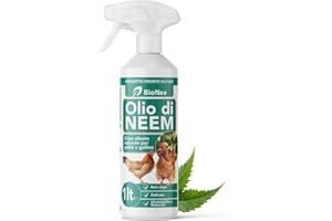 Bionee Huile de Neem Spray Poulailler et Poules 1L - Lotion Naturelle prête à l'emploi, Protection contre les insectes et les parasites, Sûr et délicat, hydrosoluble, zéro résidu
