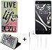 Produktbild TOP SET für BQ Aquaris X5 360° Wallet Case Schutz Hülle ''live the life you love'' Schutzhülle Handy Hülle Handyhülle Handy Tasche Etui inkl. ohrstöpsel Smartphone Flip cover Flipstyle für BQ Aquaris X5 - K-S-Trade (TM)