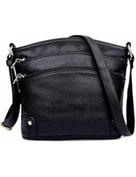 Tibes Mode Pu Leder Crossbody Tasche Frauen Messenger Bag Mini Schultertaschen mit vielen Pockets