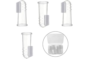 XINGSUI 4 cepillos de dientes de dedo de silicona,Dedo Cepillo de Dientes,dedo masajeador encías,Fácil Limpiar dedo Cepillo,Con Caja Almacenamiento