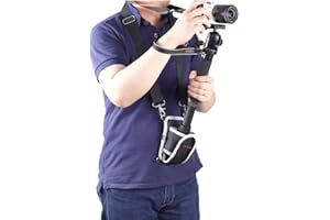 Nicama Kamera Monopod Schulter Hals Gurt Stativ Gürtel Taille Tasche Gewicht Unterstützung für Gimbal Stabilisator, DJI Ronin-S, Zhiyun Crane2, Moza Air2, halten Gimbal einfacher und länger(Schwarz)
