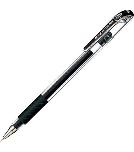 Pentel Arts Hybrid Technica - Set 5 Penne Gel Tecniche Punte Assortite (0.2, 0.3, 0.4, 0.5, 0.6 Mm) - Inchiostro Nero Per Disegno, Manga E Illustrazioni
