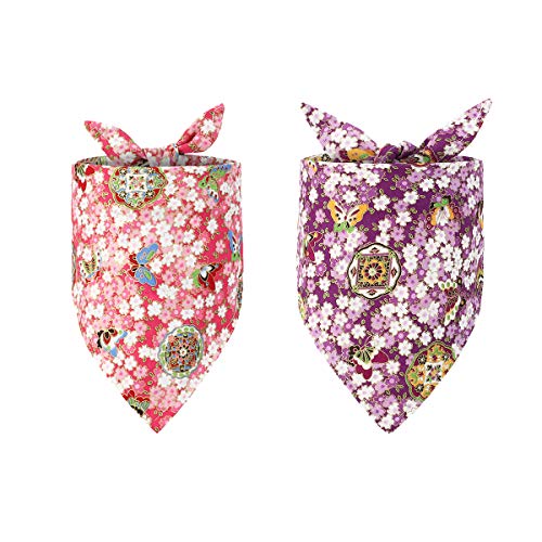 Unihubys - Paquete de 2 Baberos Bandana con diseño de Cabeza Triangular, Bufanda, Accesorios para Perros y Gatos pequeños y Grandes