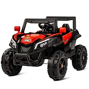 Baybee Raminator Rechargeable Battery-Operated Ride on Electric Car for Kids |Baby Kids Car Jeep with Foot Accelerator & Music| Battery Operated Big Car for Kids to Drive 2 to 6 Years Boys Girls (Red)