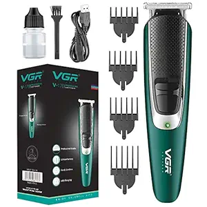 VGR, V176 Cordless Professional Hair Clipper Runtime 120 min Trimmer for Men with 4 Guide Combs, Green, Standard, 1 count (V-176)