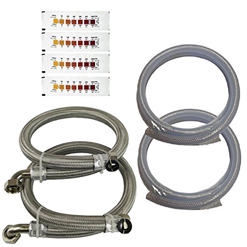 Water2Buy Kit di installazione intrecciato dell'acciaio inossidabile Tubi con scarico e Overflow Kit e test di durezza dell'acqua 3/4" (22 mm)
