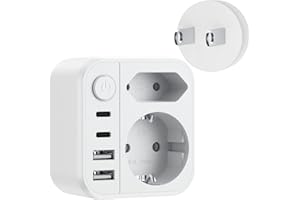 Dalimee Reiseadapter Japan Typ A, 7 in 1 Reiseadapter USA mit 2 AC Schuko (Typ C/E/F), 2*USB-C, 2*USB-A und Netzschalter, Adapter Japan für USA, Kanada, China, Thailand, Mexiko, die Philippinen