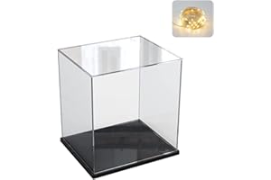 ELEPURE Acryl Vitrine Klar für Lego Actionfiguren Funko Pop Modell Skulptur Transparenter Plexiglas Display Box für Sammlung Staubschutz Anzeigekasten für Basketball Fußball【Schwarz,30×30×30cm】