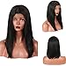 Produktbild Stylistlee Synthetic L Part Lace Front Short Bob Yaki Straight Wigs High Density Free Part Heat Resistant Fiber Hair Half Hand Tied Replacement Hair Wigs For Women(14inch black)