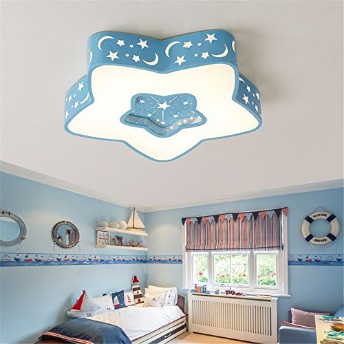 Modern LED Ceiling Lights For Kid's Bedroom Children room Colorful five-pointed star Ceiling lamp AC96-265V Home Decoration Lamp,Blue-Diameter 50cm-Dimmable With RC Christmas Thanksgiving Wedding Birthday Gift