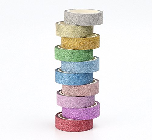 ilauke 10x Dekorative Regenbogen Klebeband Papier Washi Dekoband Masking Maskierung DIY Tape Sticky Kleber Scrapbooking - 7
