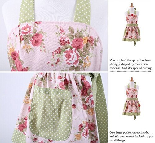 G2Plus Schön Frau Schürze Schürzen Baumwolle Küchenschürze Modische Apron mit Taschen zum Kochen oder Backen (Frau Schürze) - 4