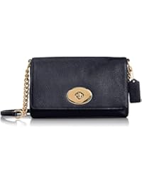 COACH-Bolsa de hombro; mujer, cierre turnlock, bolsillo interior,-Female azul marino