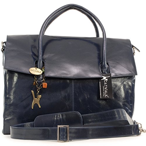 Übergroße Laptoptasche "Helena" von Catwalk Collection - Marine Blau - GRÖßE: B: 42 H: 31,5 T: 13 cm.