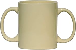 ANCIENTIMPEX Tazza in ceramica con doppio manico (2 manici), per una presa sicura, 350 ml, colore giallo