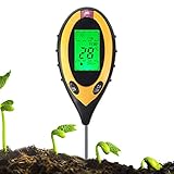 4 in 1 Boden Survey --PH-Wert (12 Stufen), Sonnenlicht-Intensität (9 Stufen), Feuchtigkeit (5 Stufen) und Temperatur des soil. finden Sie heraus, was Ihre Pflanze braucht.