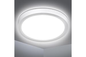 Befurglor LED Ceiling Lights 15W, 1500LM Daylight White 5000K Round Bathroom Light Ø 18cm,IP44 Waterproof, Flush Ceiling Lights for Living Room, Kitchen, Bedroom, Office 1 Pack White