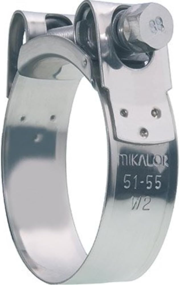 MIKALOR W2 Stainless Steel Hose Clamps/Supra/Exhaust/T Bolt/Marine Clip (1, 59-63mm)