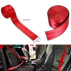 AUTO MT Car 3.6M Seat Belt Webbing Polyester Seat Lap Retractable Nylon Safety Strap (RED)