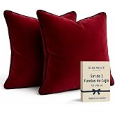 Blau Marit&eacute; Set of 2 Velvet Cushion Covers 45 x 45 cm &ndash; Decorative Cushions Sofa Bed Living Room Cushion Cover with Piping &ndash;