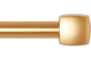 BOOM JOG Curtain Poles Extendable Curtain Pole 120 cm to 300 cm Gold Block Finials 48" to 120" Adjustable Curtain Track