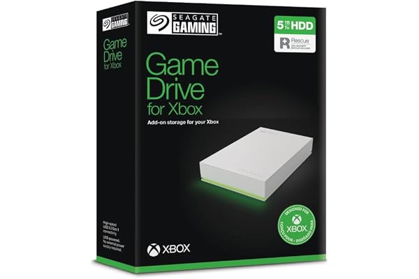 Seagate Game Drive for Xbox 5TB, Unidad de disco duro (HDD) externa portátil, USB 3.2 Gen 1, negra, certificación Xbox, LED RGB, Rescue Services (STKX5000100)