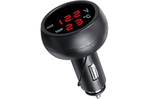GOFORJUMP 3in1 Tres en uno Auto Digital LED Termómetro de Coche USB Cargador de automóvil Cigarrillo Voltímetro Medidor 3 Funciones 12V / 24V