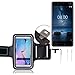 Produktbild K-S-Trade TOP Set für Nokia 8 Neopren Jogging Armband Sportarmband Oberarmband für Nokia 8 schwarz mit Reflektor Streifen + Ohrstöpsel. Fitness Lauf Armband