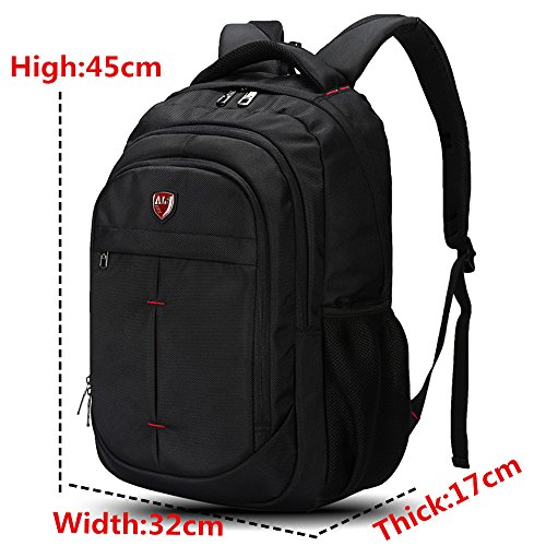 ALS Männer und Frauen Business Laptop Rucksack Wasserdicht Shockproof Computer Tasche Wandern Travel Campus College School Bag Daypack für Macbook, Tabletten und Notizbuch (Schwarz passt 16-Zoll-Laptop) - 2