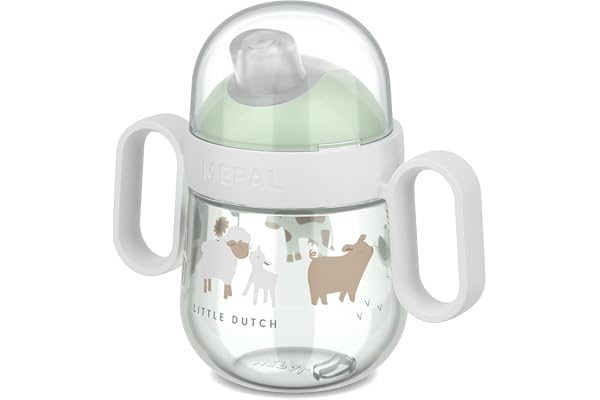 Mepal - Tasse anti-goutte Mio Little Dutch - Étanche - Couvercle transparent pour une utilisation en déplacement - Poignées à prise facile - Bec verseur souple - 200 ml - Little Farm