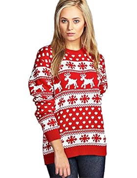 Frauen-Ren-Schneeflocke Kinder Weihnachtsmutter Tochter Sohn Weihnachten 3-13 Jahr Jumper Top Größe 8-26