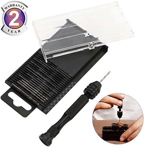 Mini Hand Drill Twist Bits Precision Pin Vise Woodworking miniature drill Rotary Tools + 20 PCS Micro Drill Aluminum for DIY Model Resin Jewelry Walnut Amber Beeswax Olive Nut