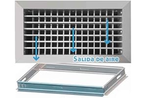 OEM SYSTEMS COMPANY Rejilla de ventilación impulsión doble deflexión plata mate+Marco de montaje