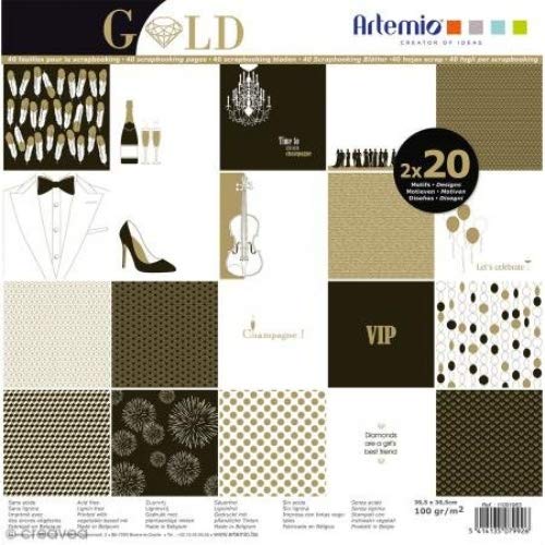 Artemio Papierstapel, goldfarben, 40 Blatt, 30,5 x 30,5 cm