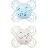 MAM Perfect Start Silicone Pacifier Set of 2 for Healthy Oral Development 0-2 Months, 2 Baby Accessories Kit with Sterilizer