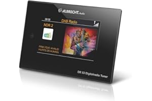 Albrecht DR 53 Sintonizzatore Radio Digitale DAB/DAB+ con DLS, Trasmettitore FM, Bluetooth, Display a Colori 4'', Connessione Antenna Esterna IEC, Telecomando con Batterie, 135 x 90 x 43 mm, 180 g
