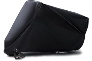 ECJWEI Motorradabdeckung mit Nahtband Motorrad Abdeckplane - 210D Oxford Outdoor Kratzfestes Wasserdicht Motorradplane mit Verriegelungslöchern für Motorcycle Scooter