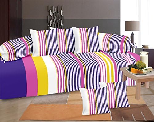 RelaxoLite Home Décor Diwan Set 100% Soft Cotton 104 TC Exclusive Abstract Design Multicolor Bedsheet With Cushion &amp; Bolster Cover Combo Set