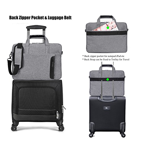Laptop Tasche, DTBG 15,6 Zoll Nylon Schultertasche Messenger Bag Portable Handtasche Geschäftstermin Aktentasche Laptoptasche für 15-15,6 Zoll Tablet / Ultra-book / Macbook / Chromebook (Grau) - 5
