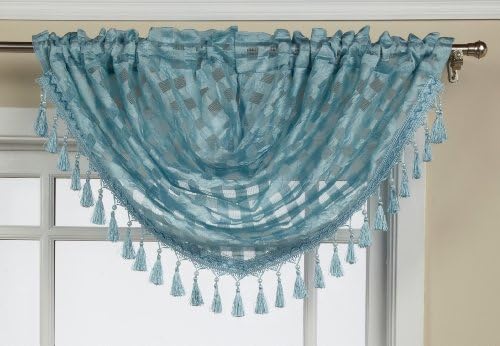 Editex Home Textiles Leana Waterfall Valance, 40 by 37-Inch, Light Blue