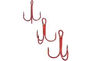Keenso 100 Piezas de anzuelos de Pesca, anzuelos de Triple púas, anzuelos de Pesca de Acero con Alto Contenido de Carbono, anzuelos triples, Accesorios de Anzuelo Rojo