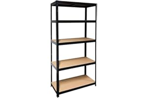 ‎SCHULTE REGALWELT Schulte Schwerlastregal mit 5 MDF Böden, 180x90x40 cm (HxBxT), Traglast pro Ebene 175 Kg, schwarz, Lagerregal, Kellerregal, Werkstattregal, Steckregal