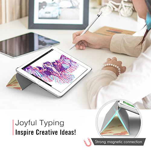 MoKo Hülle für Neu iPad 9.7 Zoll 2017 – PU Leder Tasche Schutzhülle Schale Smart Case mit Translucent Rücken Deckel, mit Auto Schlaf / Wach Funktion und Stanfunktion für New Apple iPad 9.7″ IOS 10 Retina Display Tablet, Fischschwarm - 5